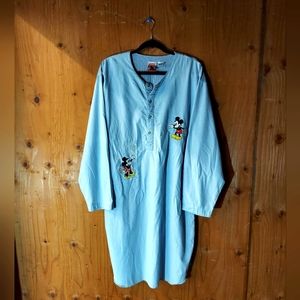 Mickey Inc. Vintage Light Blue Cotton Half Button Up Dress